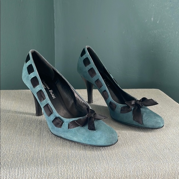 Blue and Black High Heels  Italian made with Cut-Out Design size 6 Massimo Baldi - Picture 1 of 10